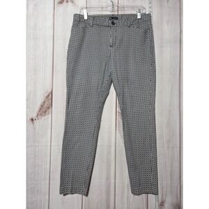 Gap Pants Ladies 10 Black & White Geometric Print Slim City Ankle Career‎ Casual